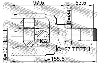 4 549 р. Правый шрус внутренний Febest (32X40X27) Honda Odyssey 1 (1994-1999)  с доставкой в г. Королёв. Увеличить фотографию 4