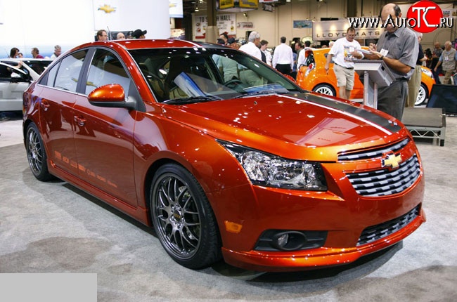 3 799 р. Накладка Z-Line на передний бампер Chevrolet Cruze J305 хэтчбек дорестайлинг (2009-2012) (Неокрашенная)  с доставкой в г. Королёв