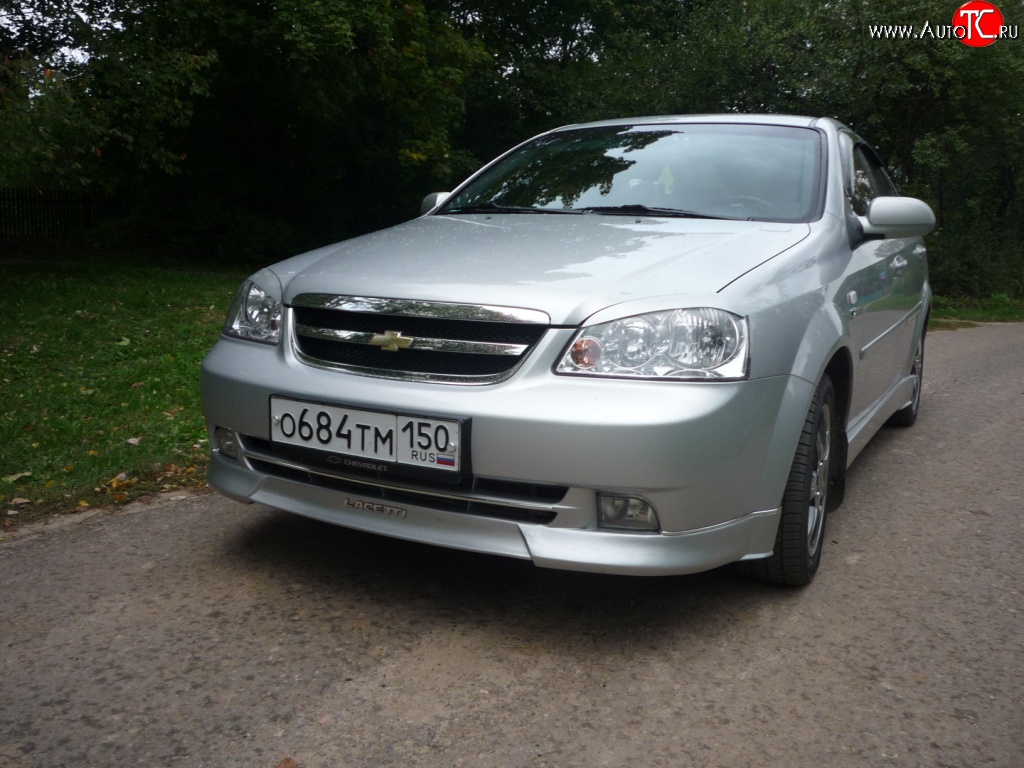 3 499 р. Накладка CTS на передний бампер автомобиля Chevrolet Lacetti седан (2002-2013) (Неокрашенная)  с доставкой в г. Королёв