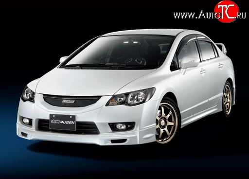 6 499 р. Накладка переднего бампера Mugen Style  Honda Civic  FD (2009-2011) седан рестайлинг (Неокрашенная)  с доставкой в г. Королёв