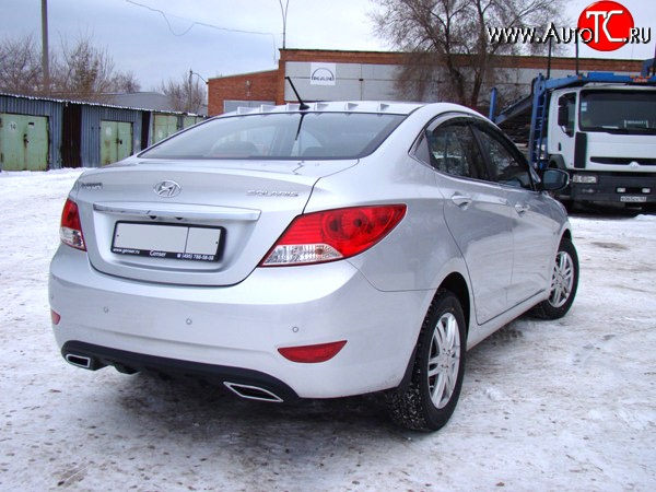 3 099 р. Диффузор заднего бампера Sport var №1  Hyundai Solaris  RBr (2010-2014) седан дорестайлинг (Неокрашенный (глянец под окраску))  с доставкой в г. Королёв