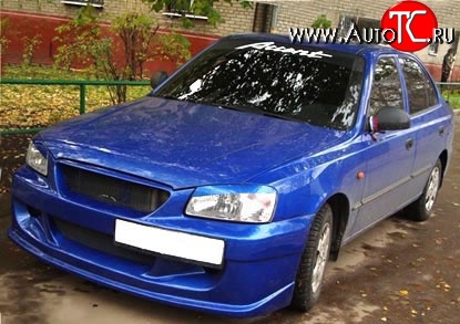 7 499 р. Передний бампер ATH New Hyundai Accent седан ТагАЗ (2001-2012) (Неокрашенный)  с доставкой в г. Королёв