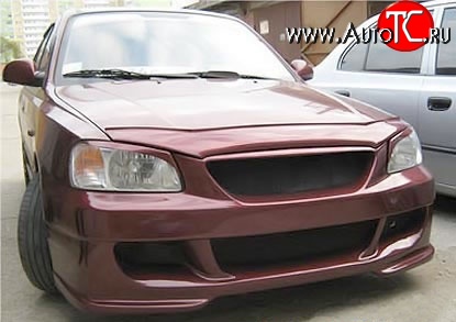 7 349 р. Передний бампер ATH Hyundai Accent седан ТагАЗ (2001-2012) (Неокрашенный)  с доставкой в г. Королёв