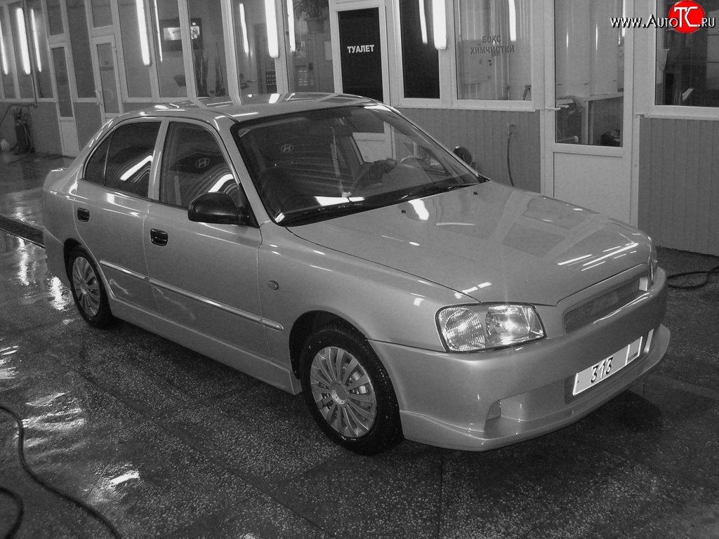 5 699 р. Передний бампер Classic Style Hyundai Accent седан ТагАЗ (2001-2012) (Неокрашенный)  с доставкой в г. Королёв