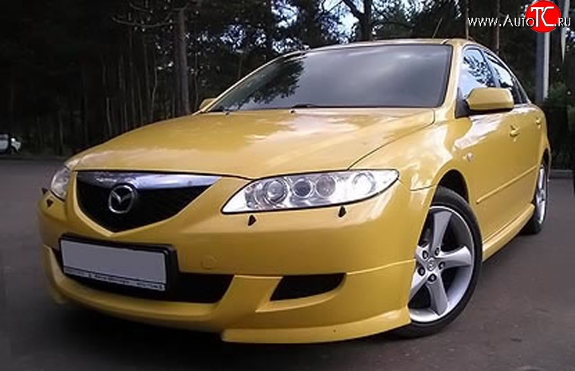 7 349 р. Накладка переднего бампера AERO Mazda 6 GG седан дорестайлинг (2002-2005) (Неокрашенная)  с доставкой в г. Королёв