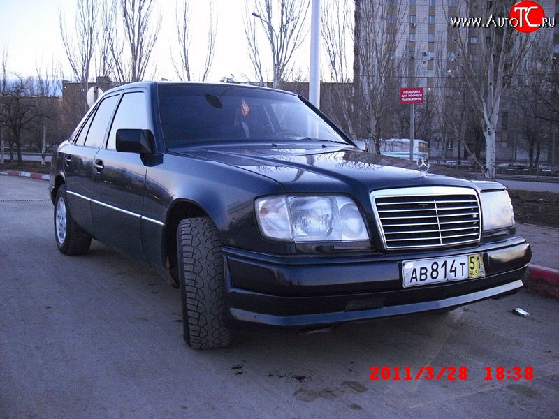 4 499 р. Накладка переднего бампера Elegance Mercedes-Benz E-Class W124 седан дорестайлинг (1984-1993)  с доставкой в г. Королёв