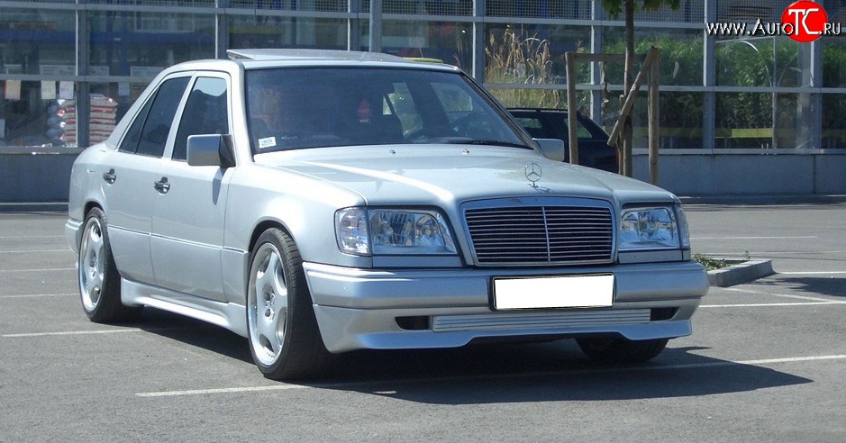 4 299 р. Накладка переднего бампера GT Dynamics Mercedes-Benz E-Class W124 седан дорестайлинг (1984-1993) (Неокрашенная)  с доставкой в г. Королёв