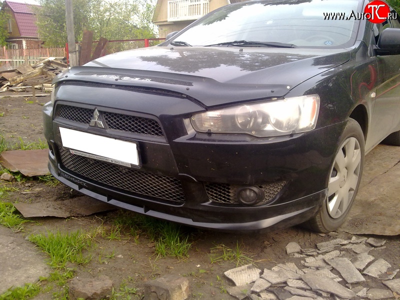 3 599 р. Накладка переднего бампера Elegance Mitsubishi Lancer 10 седан дорестайлинг (2007-2010) (Неокрашенная)  с доставкой в г. Королёв