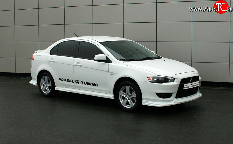 4 749 р. Пороги накладки Global-Tuning Mitsubishi Lancer 10 седан дорестайлинг (2007-2010) (Неокрашенные)  с доставкой в г. Королёв