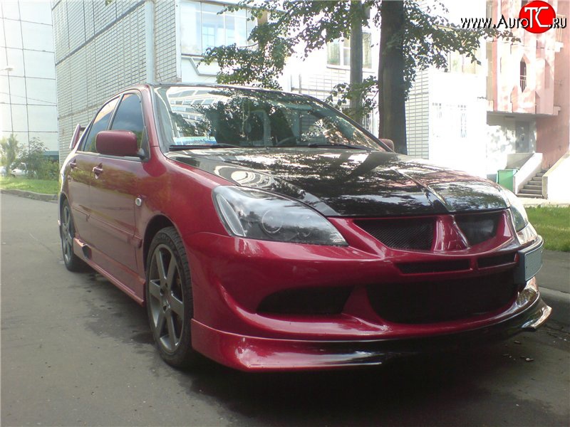 6 399 р. Накладка переднего бампера Evo Mitsubishi Lancer 9 1-ый рестайлинг седан (2003-2005) (Неокрашенная)  с доставкой в г. Королёв