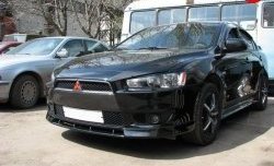 899 р. Вставка переднего бампера (зубатка) Evo Mitsubishi Lancer 10 седан дорестайлинг (2007-2010) (Неокрашенная)  с доставкой в г. Королёв. Увеличить фотографию 2