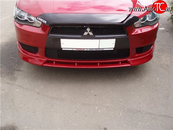 899 р. Вставка переднего бампера (зубатка) Evo Mitsubishi Lancer 10 седан дорестайлинг (2007-2010) (Неокрашенная)  с доставкой в г. Королёв