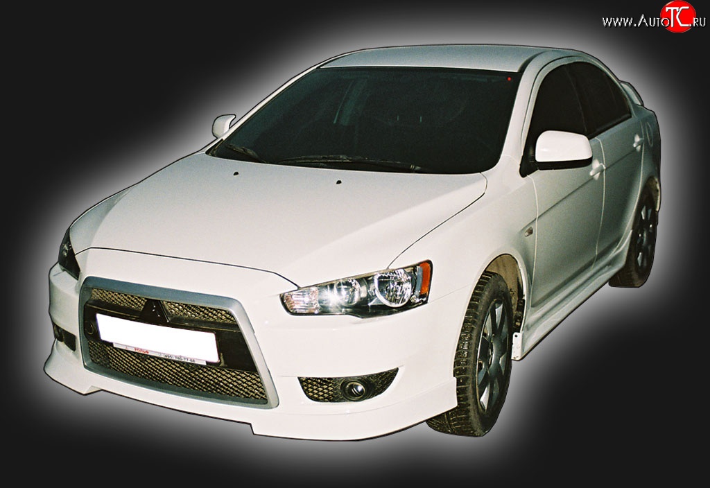 4 249 р. Накладка переднего бампера GT Dynamics Mitsubishi Lancer 10 седан дорестайлинг (2007-2010) (Неокрашенная)  с доставкой в г. Королёв