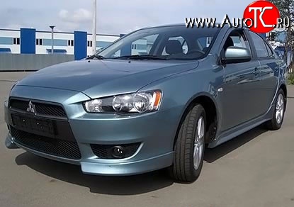 3 099 р. Клыки Evo на передний бампер автомобиля Mitsubishi Lancer 10 седан дорестайлинг (2007-2010) (Неокрашенные)  с доставкой в г. Королёв