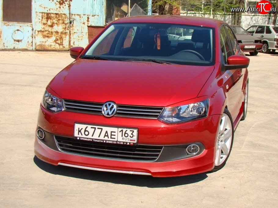 5 749 р. Накладка Racing на передний бампер Volkswagen Polo 5 седан дорестайлинг (2009-2015) (Неокрашенная)  с доставкой в г. Королёв