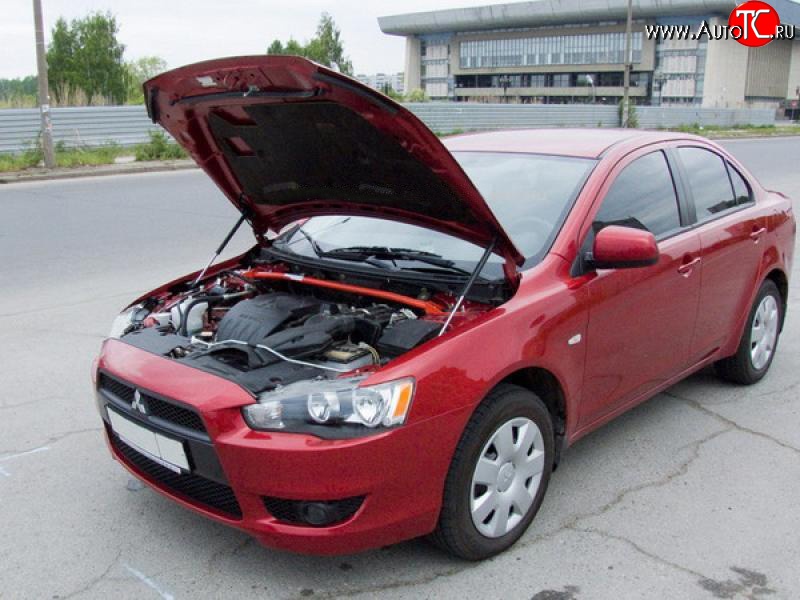 2 449 р. Упоры капота Sport Mitsubishi Lancer 10 седан дорестайлинг (2007-2010)  с доставкой в г. Королёв