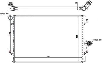 Радиатор двигателя SAT (1.8T / 2.0T / 2.0TD) Seat Altea (5P), Leon (1P хэтчбэк 5 дв.), Toledo (универсал,  5P), Skoda Octavia (A5), Superb (B6 (3T),  B6 (3T5),  (B6) 3T), Yeti, Volkswagen Beetle (A5 (5С1) хэтчбэк 3 дв.), Caddy (2K), Eos, Golf (5), Jetta (A5,  A6), Passat (B6), Passat CC (дорестайлинг,  рестайлинг), Scirocco (дорестайлинг,  рестайлинг), Touran (1T)