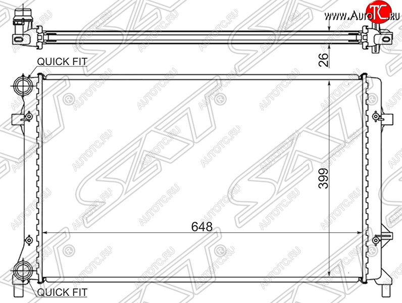 6 999 р. Радиатор двигателя SAT (1.4 / 1.6 / 1.8 / 2.0 / 2.5)  Audi A3 (8PA хэтчбэк 5 дв.,  8P1 хэтчбэк 3 дв.), Seat Altea (5P), Leon (1P хэтчбэк 5 дв.), Toledo (универсал,  5P), Skoda Octavia (A5), Superb (B6 (3T),  B6 (3T5),  (B6) 3T), Yeti, Volkswagen Caddy (2K), Eos, Golf (5), Jetta (A5), Passat (B6), Touran (1T)  с доставкой в г. Королёв