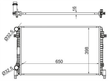 Радиатор двигателя SAT (пластинчатый, 1,8 / 2.0) Audi A3 (8VS седан,  8VA хэтчбэк 5 дв.,  8V1), TT (8S), Seat Leon (5F хэтчбэк 5 дв.,  5F), Skoda Octavia (A7), Superb (B8 (3V),  B8 (3V5)), Volkswagen Golf (7), Passat (B8,  B8.5)