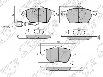 Передние тормозные колодки SAT  A3 ( 8LA хэтчбэк 5 дв.,  8L1 хэтчбэк 3 дв.), TT  8N