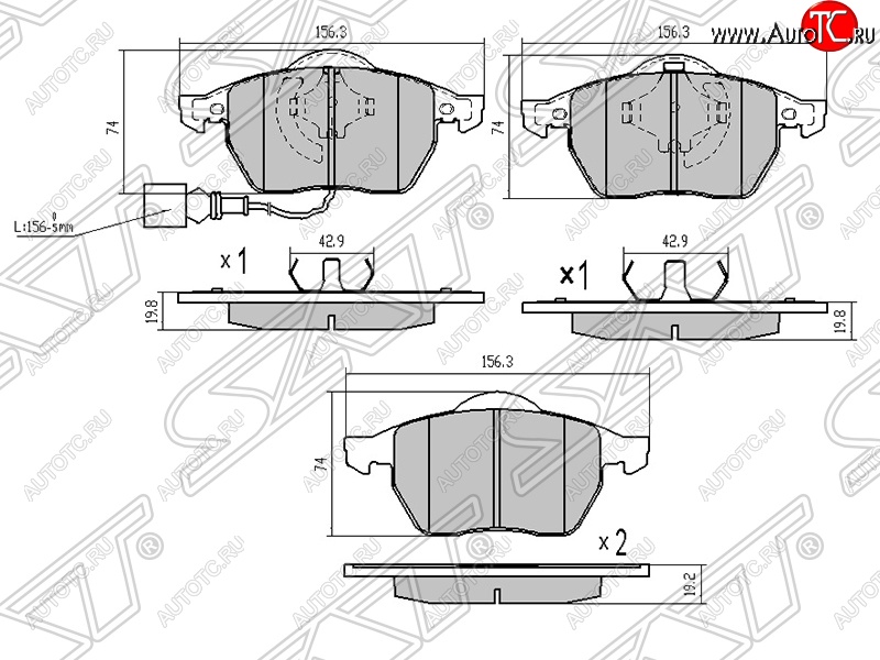 1 569 р. Передние тормозные колодки SAT  Audi A3 ( 8LA хэтчбэк 5 дв.,  8L1 хэтчбэк 3 дв.) - TT  8N  с доставкой в г. Королёв