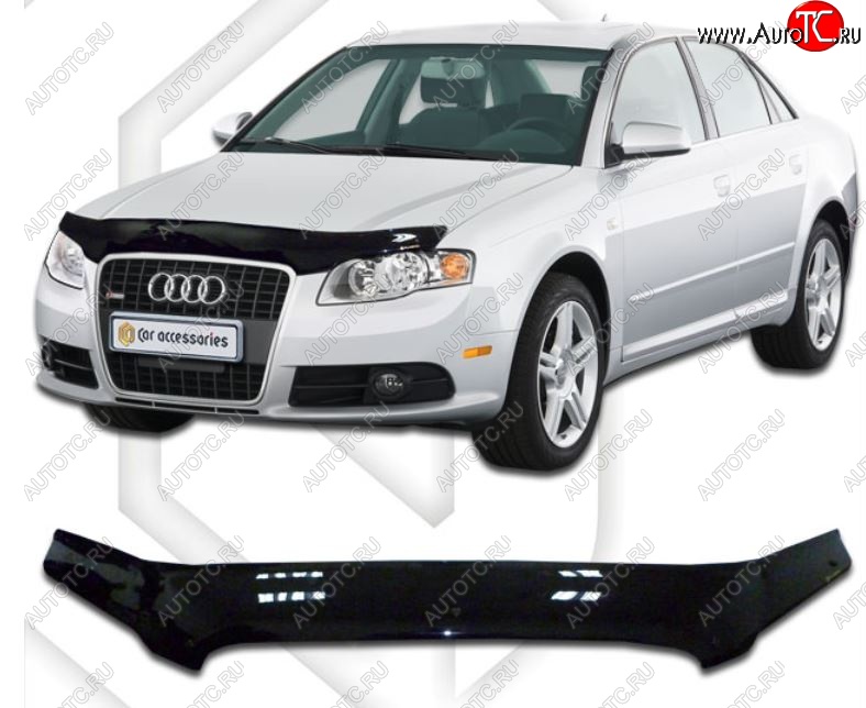 2 059 р. Дефлектор капота CA-Plastiс  Audi A4  B7 (2004-2008) седан (Classic черный, Без надписи)  с доставкой в г. Королёв