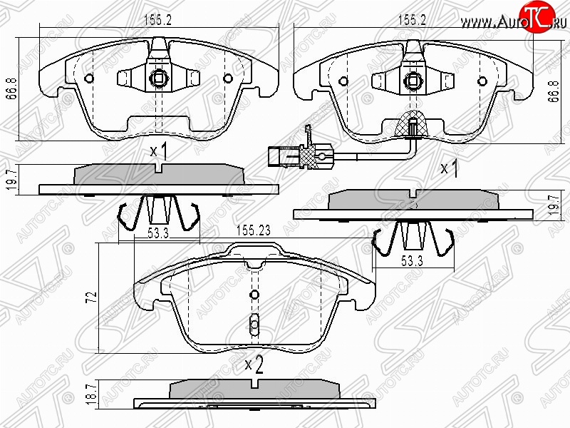 1 999 р. Колодки тормозные передние SAT Audi A6 C6 дорестайлинг, седан (2004-2008)  с доставкой в г. Королёв