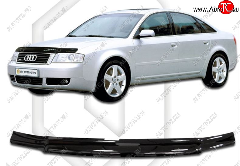 1 999 р. Дефлектор капота CA-Plastiс  Audi A6  C5 (1997-2004) дорестайлинг, седан, рестайлинг, седан (Classic черный, Без надписи)  с доставкой в г. Королёв