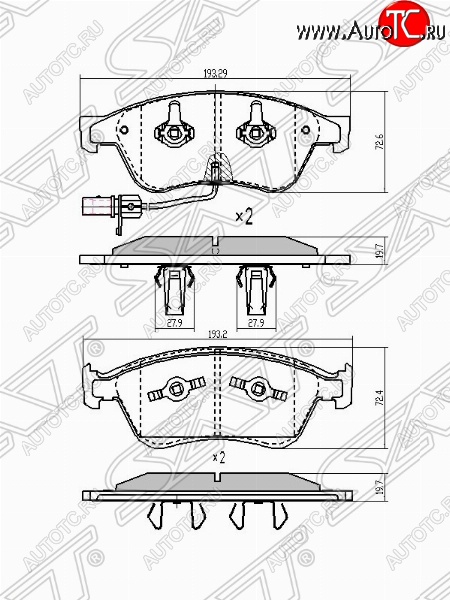 2 199 р. Колодки тормозные SAT Audi A6 C6 дорестайлинг, седан (2004-2008)  с доставкой в г. Королёв