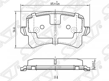 759 р. Колодки тормозные SAT (задние)  Audi A6  C6 (2004-2008), Volkswagen Passat ( B6,  B7) (2005-2015), Volkswagen Passat CC  дорестайлинг (2008-2012), Volkswagen Tiguan  NF (2006-2017)  с доставкой в г. Королёв. Увеличить фотографию 1