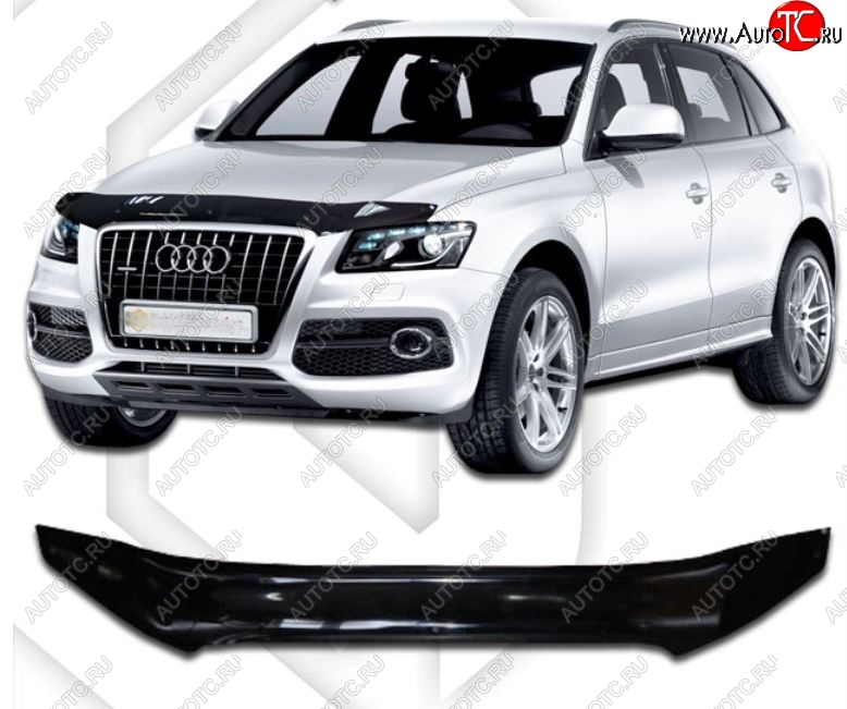 2 269 р. Дефлектор капота CA-Plastic  Audi Q5  8R (2008-2012) дорестайлинг (Classic черный, Без надписи)  с доставкой в г. Королёв