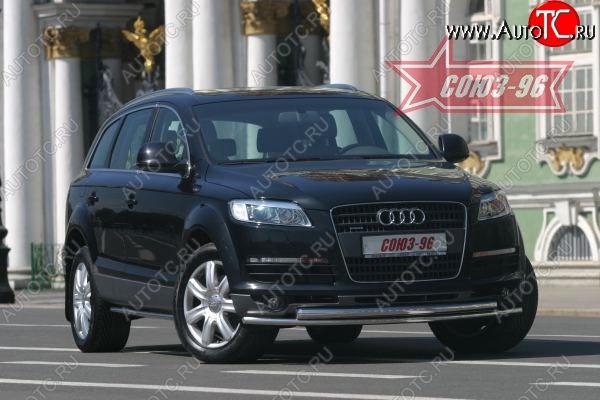 30 509 р. Защита переднего бампера двойная Souz-96 (d42/60) Audi Q7 4L дорестайлинг (2005-2009)  с доставкой в г. Королёв