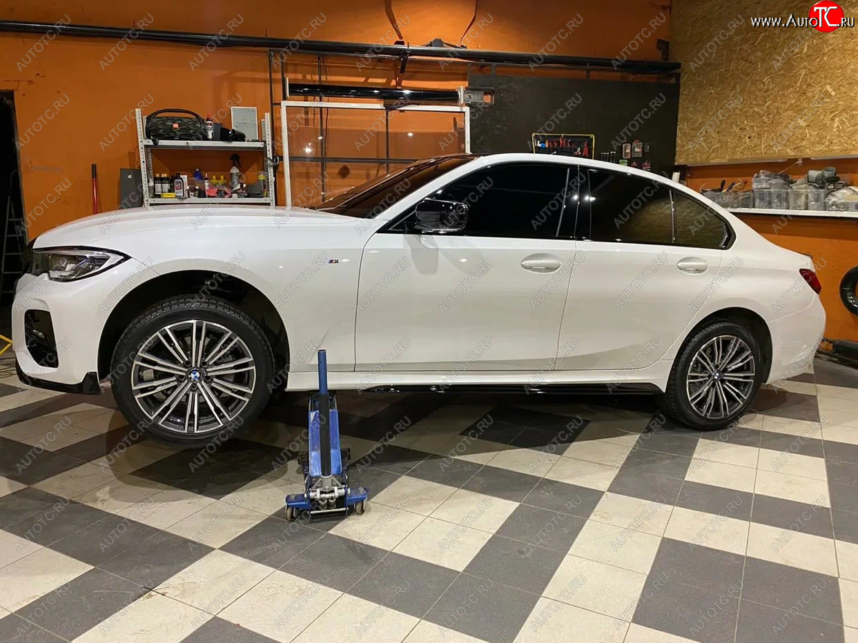 11 499 р. Пластиковые накладки M порогов  BMW 3 серия  G20 (2018-2022) седан (цвет: черный глянец)  с доставкой в г. Королёв