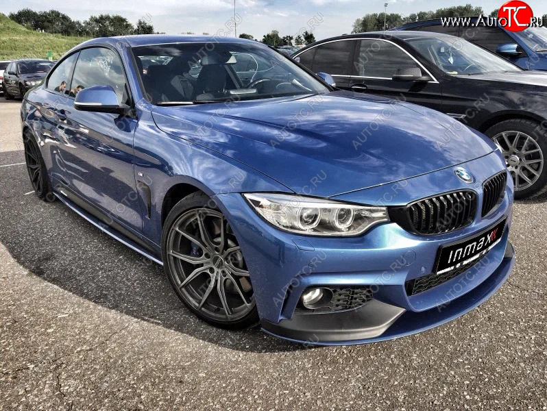 14 499 р. Сплиттер переднего бампера М-Perfomance BMW 4 серия F32 купе дорестайлинг (2013-2017) (цвет: черный матовый)  с доставкой в г. Королёв