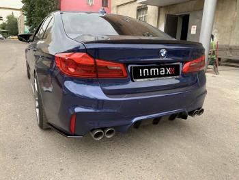 5 999 р. Накладки M-Perfomance под задний бампер (мини-лезвия) Inmax  BMW 5 серия  G30 (2016-2020) дорестайлинг, седан (цвет: черный глянец)  с доставкой в г. Королёв. Увеличить фотографию 4