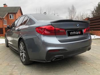 5 999 р. Накладки M-Perfomance под задний бампер (мини-лезвия) Inmax  BMW 5 серия  G30 (2016-2020) дорестайлинг, седан (цвет: черный глянец)  с доставкой в г. Королёв. Увеличить фотографию 6