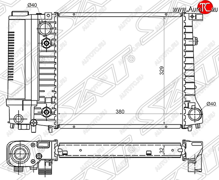 7 399 р. Радиатор двигателя SAT (трубчатый, 1.6/1.8) BMW 3 серия E30 седан (1982-1991)  с доставкой в г. Королёв