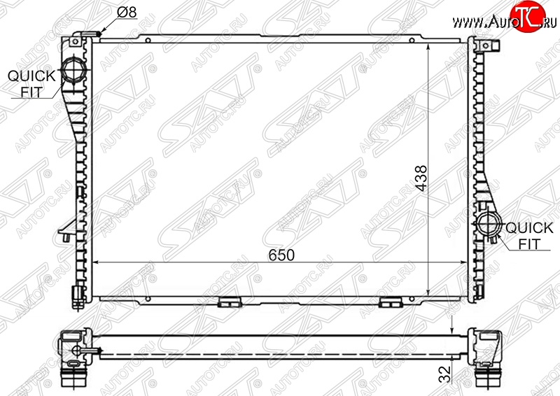 9 299 р. Радиатор двигателя SAT (пластинчатый)  BMW 5 серия  E39 - 7 серия  E38  с доставкой в г. Королёв