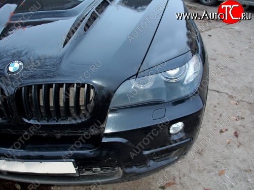 1 299 р. Реснички на фары Tuning-Sport BMW X5 E70 дорестайлинг (2006-2010) (Неокрашенные)  с доставкой в г. Королёв