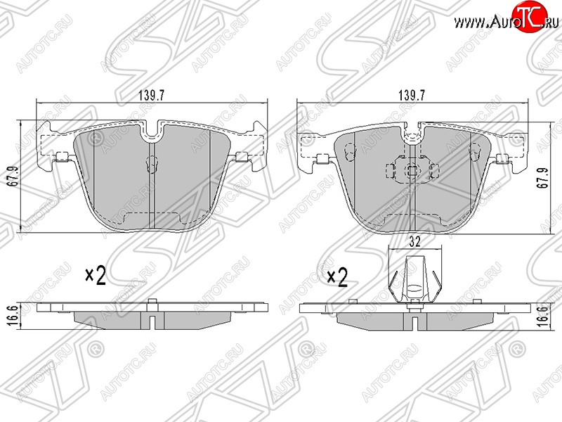 1 279 р. Колодки тормозные SAT (задние) BMW 3 серия E90 седан дорестайлинг (2004-2008)  с доставкой в г. Королёв