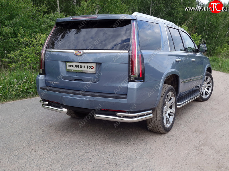 27 999 р. Защита заднего бампера (уголки двойные) ТСС 76,1/42,4 мм Cadillac Escalade GMTK2 джип 5 дв. короткая база (2015-2020)  с доставкой в г. Королёв