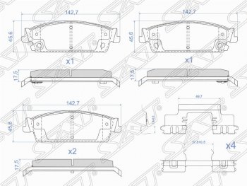 Комплект тормозных колодок SAT (задние) Cadillac (Кадиллак) Escalade (Эскалайд)  GMT926 джип 5 дв. (2006-2014), Chevrolet (Шевролет) Tahoe (Тахо)  GMT900 (2006-2013)