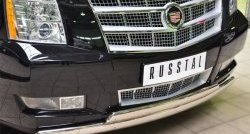 25 999 р. Защита переднего бампера (2 трубыØ75х42 мм, нержавейка) Russtal Cadillac Escalade GMT926 джип 5 дв. короткая база (2006-2014)  с доставкой в г. Королёв. Увеличить фотографию 2