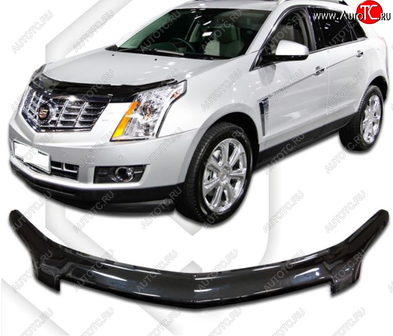 2 369 р. Дефлектор капота CA-Plastiс  Cadillac SRX (2010-2012) дорестайлинг (Classic черный, Без надписи)  с доставкой в г. Королёв