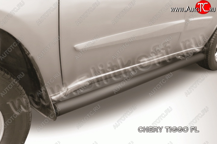 11 749 р. Защита порогов d76 труба Slitkoff  Chery Tiggo T11 (2013-2016) рестайлинг (Цвет: серебристый)  с доставкой в г. Королёв