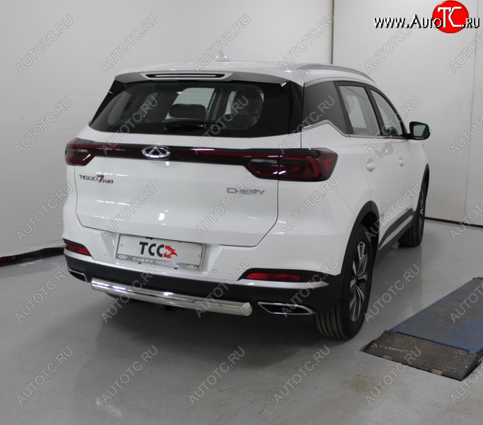 21 749 р. Защита заднего бампера (овальная, 2WD) ТСС 75х42 мм  Chery Tiggo 7 PRO (2019-2025)  с доставкой в г. Королёв