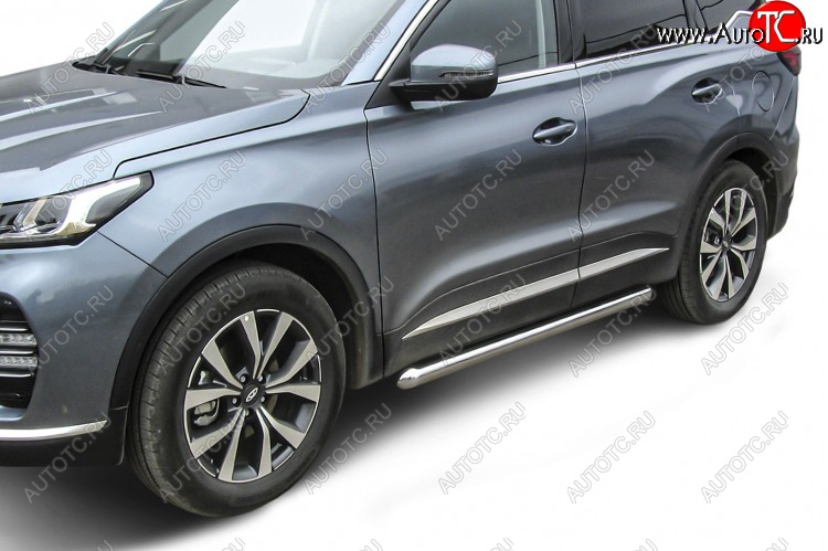 15 599 р. Защита порогов Slitkoff (Ø 76 мм, труба)  Chery Tiggo 7 PRO (2019-2024) (Нержавеющая сталь)  с доставкой в г. Королёв