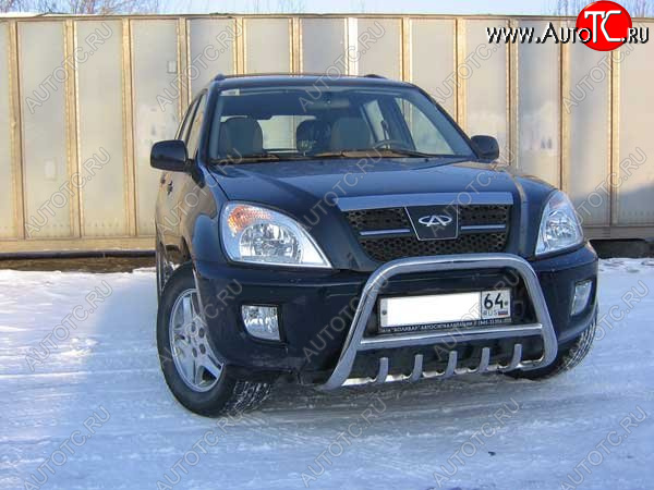 30 199 р. Кенгурятник низкий Slitkoff (Ø 57 мм, с защитой картера) Chery Tiggo T11 дорестайлинг (2005-2013)  с доставкой в г. Королёв