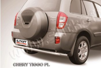 Защита заднего бампера Slitkoff (Ø 57 мм, длинная) Chery Tiggo T11 рестайлинг (2013-2016) ()