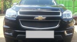 1 469 р. Сетка в решетку радиатора (верхняя) Russtal  Chevrolet Trailblazer  GM800 (2012-2016) дорестайлинг (черная)  с доставкой в г. Королёв. Увеличить фотографию 2